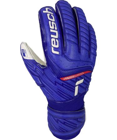 Reusch Unisex Goalkeeper Gloves Attrakt Grip Finger Support Junior - Blue/White Size 6 | International Shipping Available - Buy Online on GoSupps.com