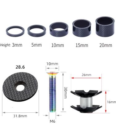 CYCEARTH 3K Carbon Fiber Headset Spacer Kit - 5 Sizes + Top Cap & Bolt - for 1-1/8 Inch Stems - Buy Online on GoSupps.com