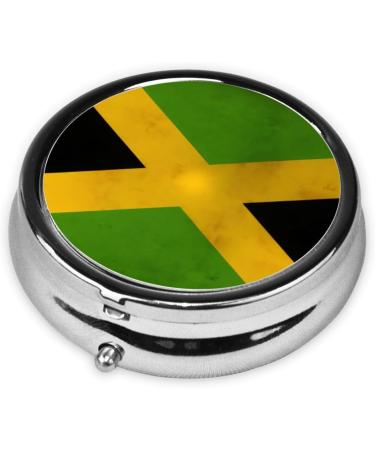 Old Jamaican Flag Portable Metal Pill Box | Round 3-Compartment | Travel-Friendly Design for Small Pills - Buy Online on GoSupps.com