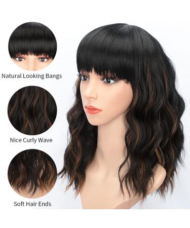 Colorfulpanda Short Black & Brown Wigs for Women - 14 Inch Synthetic Hair Ponytail for Party & Cosplay - Buy Online on GoSupps.com