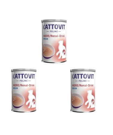 Kattovit Rein/renal Drink Duck | Pack of 3 | 3 x 135 ML | Complementary food for adult cats | Meat pieces with duck | to support renal function