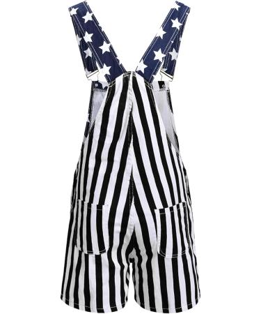 Malaidog American Flag Denim Overalls | Patriotic Rompers | Adjustable Strap Shorts | Type B Large - Buy Online on GoSupps.com