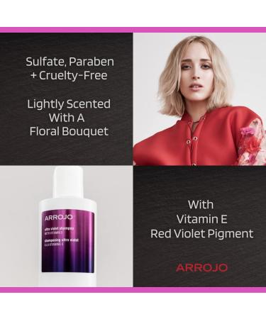 ARROJO Ultra Violet Purple Shampoo 8.5 oz | Best Shampoo for Color Treated Hair | Eliminate Brassy Tones | Vitamin E | Paraben & Sulfate Free - Buy Online on GoSupps.com