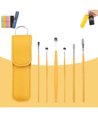 Pleteffect Ear Cleaner Earwax Cleaner Tool Set The Most Professional Ear Cleaning Master Portable Ear Cleaning Kit 6PCS Innovative Spring Earwax Tool Set (Yellow)