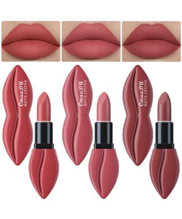 evpct 3Pcs Nude Pink Mauve Brown Matte Velvet Lipstick Set Long Lasting Waterproof Smudge Proof 24 Hours Matte Lip Stick Packs Lip Stain Makeup Set for Women labiales matte larga duracion 24 060709 3 Count (Pack of 1)...