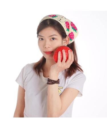 Hoyuwak 2Pcs Crochet Head Scarf Bandanas for Women - Knitted Strawberry Hair Accessories (White Pink) - Buy Online on GoSupps.com