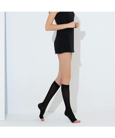 WSYKC Open-Toe Compression Socks Set - 2 Pairs 23-32 mmHg Gradient Pressure Black & Beige - Ideal for Travel & Everyday Comfort - Buy Online on GoSupps.com