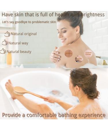 Dry Brushing Body Brush for Smooth Skin & Cellulite Reduction - Long Handle Shower Back Brush with Natural Bristles for Skin Massage & Circulation Boost - Buy Online on GoSupps.com