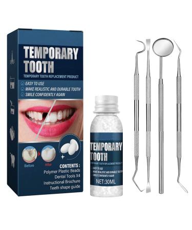 Tooth Repair Kit - Temporary Fake Teeth Replacement Kit with Dental Mirror Tools for Temporary Restoration of Missing & Broken Teeth Replacement Dentures
