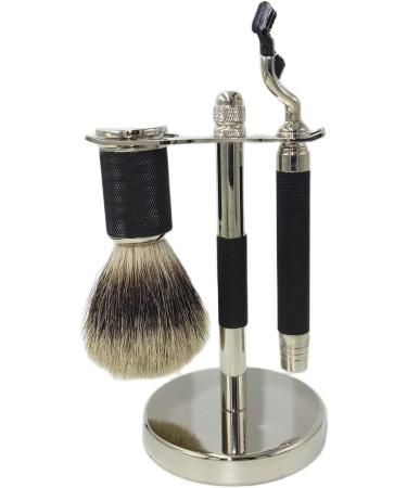 NSNT EXQUISIT Men's Razor Brush - 3-in-1 Holder for Long Hair Heavy Handles & 3-Layer Replacement Set | Premium Grooming Tool - Buy Online on GoSupps.com
