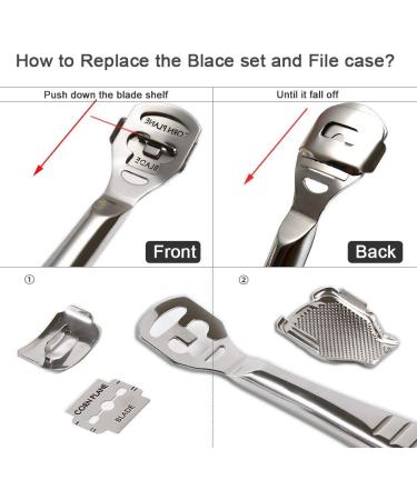 Foot Callus Shaver Heel Hard Skin Remover Hand Feet Pedicure Razor Tool Shavers Stainless Steel Handle 10 Blades Foot Care Tool (Stainless Steel) - Buy Online on GoSupps.com