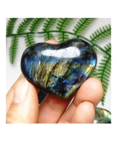 1pcs 3-4cm Natural Labradorite Heart Moonstone Reiki Gems Crystal Heart Stones