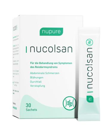 Nupure Nucolsan irritable bowel protect medical device for irritable bowel symptoms flatulence diarrhea constipation - active ingredient AVH200 from aloe vera vegan lactose -free gluten -free powder 30 sachets