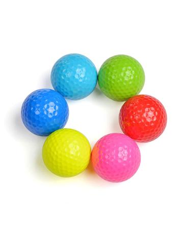 Golf Balls 6Pack Colored Gift Training Novelty Practice Variety Fun Set for All Golfers Kids Blue Green Red Yellow Colorful
