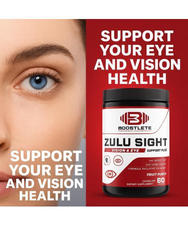 Boostlete Zulu Sight Vision & Eye Support Supplement with Lutein Zeaxanthin Bilberry & Greens Blend 60 Capsules - Buy Online on GoSupps.com