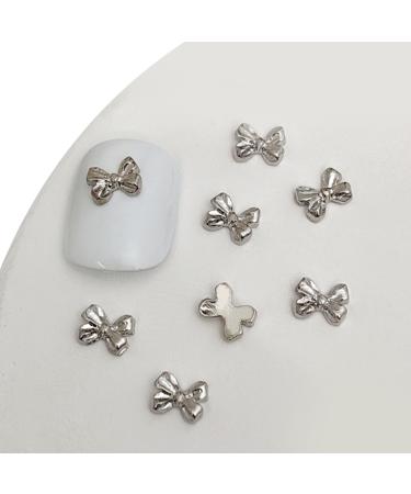 3D Metal Nail Nail Embellishments 20pcs Bowknot Nail Decorations For Individual Styles Nail Embellishments 06 white K