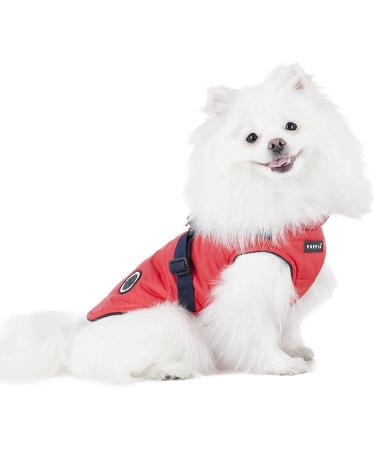 Puppia Mountaineer Winter Dog Coat with Integrated Harness | Waterproof, Warm Fleece, No Pull Design | Red | Small & Medium Sizes - Buy Online on GoSupps.com