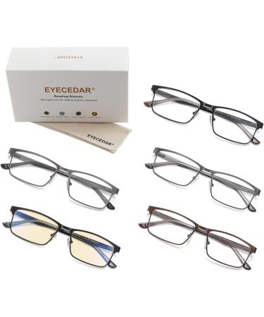 Amcedar 5-Pack Reading Glasses Men Metal Frame Rectangle Style Stainless Steel Material Spring Hinges Includes Computer Readers +3.00 +3.00 Magnification (Pack of 5) 5 Pairs Mix - Buy Online on GoSupps.com