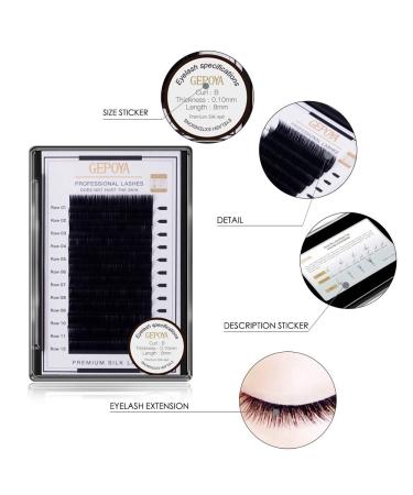 Premium Silk Eyelash Extensions 8-13mm Mixed C Curl 0.12mm - Mink Lash Individual False Eyelashes for Salon Use - 0.12-C-Mix Classic Lash - Buy Online on GoSupps.com