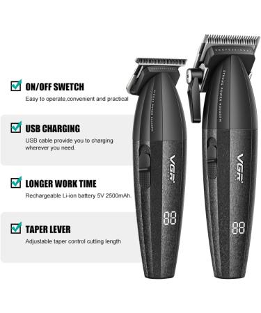 VGR 640 Professional Hair Clippers for Men - Cordless Barber Clipper Set with Zero Gap T-Blade & LED Display - Premium Hair Cutting Kit (Black - Buy Online on GoSupps.com