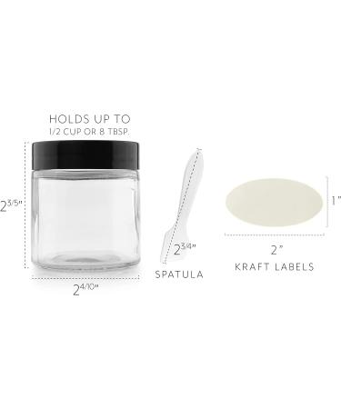Clear Glass Jars 4oz (12-Pack) for Cosmetics & Food Storage | Includes Spatulas and Labels - Cornucopia - Buy Online on GoSupps.com