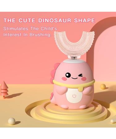 JIANLEJIA Kids Electric Toothbrush | U Shaped Toddler Sonic Toothbrush | Dinosaur Design | 5 Brush Heads | Ages 2-12 | 360 Full Mouth Cleaning | Automatic | Pink - Buy Online on GoSupps.com