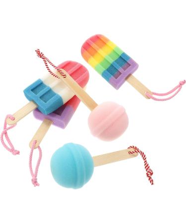5Pcs Kids Bath Loofah Sponge Set - Ice Cream & Lollipop Design | Shower Body Sponge for Infants - Buy Online on GoSupps.com