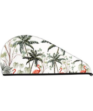 Flamingo Palm Trees Microfiber Hair Towel - Super Absorbent Coral Velvet Wrap for Long Curly & Thick Hair - Quick Dry Towel for Women - Buy Online on GoSupps.com