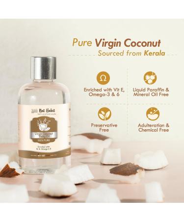 Nat Habit 100% Pure Virgin Coconut Baby Oil - Chemical & Preservative Free Enriched with Vitamin E & Omega-3 200ml for Baby Skin & Hair - Buy Online on GoSupps.com