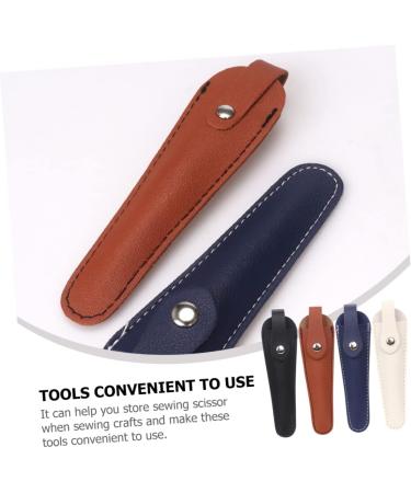 4-Part Shear Set - Black Scissors Tool with Leather Protection & Storage Cover | PU Sheath for Kids - 15x4.3cm - Buy Online on GoSupps.com