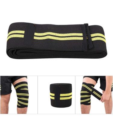 Zerone Sports Knee Bandage Wrap - Elastic Kneepad Straps for Gym Weightlifting & Cross Training - Compression & Support in Black & Yellow - Buy Online on GoSupps.com