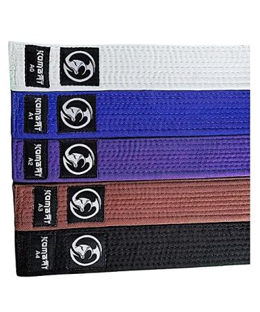 KOMBAT Jiu Jitsu BJJ Premium Belts  Pro Grade Belt with Sleeve Bar for Ranking Stripes, Durable | IBJJF Competition Approved A5 Purple