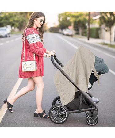 Soft & Breathable Breastfeeding Cover - Gklwej On-the-Go Musselin for Mothers | Cotton Car Seat Cover & Multi-Purpose Puck Cloth in Khaki - Buy Online on GoSupps.com