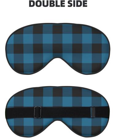 Blue Black Plaid Sleep Eye Mask - Soft Blindfold with Elastic Strap for Travel & Night Sleeping - Buy Online on GoSupps.com