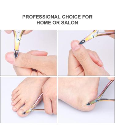 ACWOO 4 in 1 Cuticle Nippers with Pusher | Heavy Duty Stainless Steel Manicure Tools | Nail & Toenail Clippers for Damaged Nails - Titanium - Buy Online on GoSupps.com