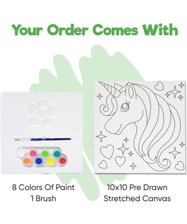 MISCO Toys Unicorn Canvas Paint Party Kit - 11 Piece Art Set for Kids and Adults - Pre-Drawn Outline Canvas, 8 Colors, Brush - Great Gift Idea - Paint and Sip Fun - Buy Online on GoSupps.com