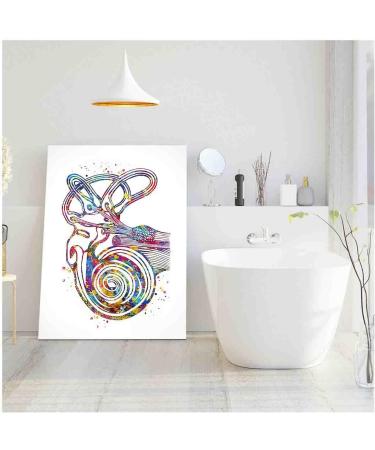 Modern Farmhouse Bedroom Decor: Semicircular Canals Ear Watercolor Print | Audiologist Gift & ENT Office Medical Art | 12x18 Ready to Hang - Buy Online on GoSupps.com