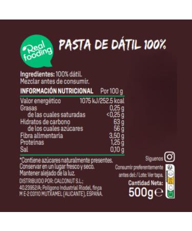 Realfooding Date Paste 1kg nut&me | 100% Date | Natural Sweetener | No Added Sugars | No Additives | Gluten Free | Lactose Free | Non-GMO | Halal - Buy Online on GoSupps.com