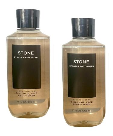 Bath and Body Works For Men 3-in-1 Hair Face & Body Wash - Value Pack lot of 2 - Full Size (Stone) Stone 10 Fl Oz (Pack of 2)