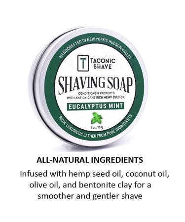 Taconic Shave Barbershop Quality Shaving Soap for Men - Moisturizing Eucalyptus Mint Formula with Anti-Oxidant Rich Seed Oils - All Skin Types - Buy Online on GoSupps.com