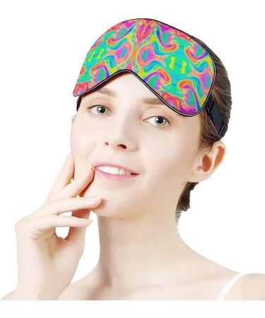 Vintage Hand Drawn Rainbow Tie Dye Sleep Mask | Adjustable Eye Shades for Women | Comfortable Elastic Strap - Buy Online on GoSupps.com