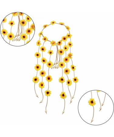 Bohemian Sunflower Hairband Floral Crown Headdress Hippie Headband Bridal Headpiece for Party Decoration Wedding Cosplay Costume - Buy Online on GoSupps.com