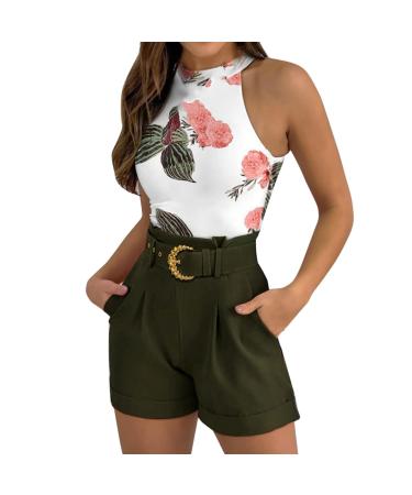 Womens 2 Piece Casual Matching Outfits Suits Trouser Suits Sleeveless Blazers Jacket Wide Leg Trouser Pants Suits Set 1014-sasnx-green#4 XL