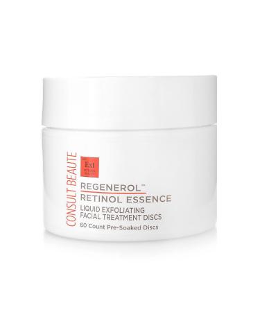 Consult Beaute - Regenerol - Retinol Exfoliating Facial Treatment Discs - Micro Exfoliation for Face - Smoother Skin - 60 Disposable Wipes 1 Count (Pack of 1)