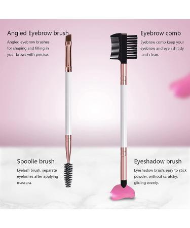 Professional Duo Eyebrow Brush Set with Angled Eye Brow Brush and Spoolie Comb - White - Buy Online on GoSupps.com