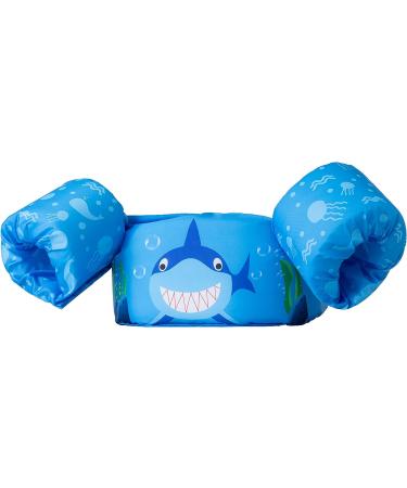 Cartoon Toddler Swim Vest with Sleeves | Adjustable Swimming Jacket for Kids 20-50 lbs | Blue Shark Design - Buy Online on GoSupps.com