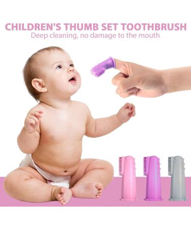 Silicone Finger Toothbrush for Toddlers and Baby Teething Massager - Gentle Oral Hygiene Training - 3 Pack (Girls) - Buy Online on GoSupps.com