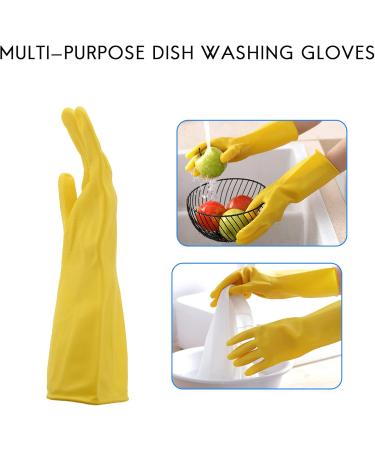 Kimefot 6 Pairs Dishwashing Gloves Rubber Gloves Yellow Flock Lined Heavy Duty Kitchen Gloves Medium - Buy Online on GoSupps.com