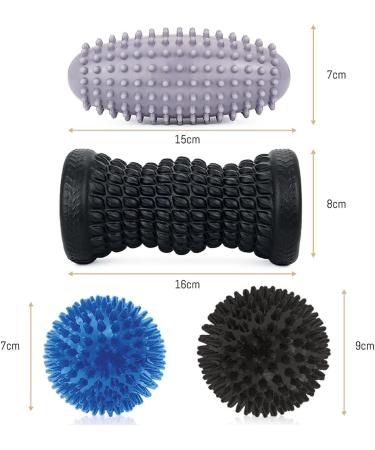Hedgehog Ball Foot Massage Set | 1 Foot Massager 2 Nubby Massage Balls Oval Spiked Ball | Foot Roller for Back Legs & Feet | Includes Video Poster & Bag | International Shipping Available - Buy Online on GoSupps.com