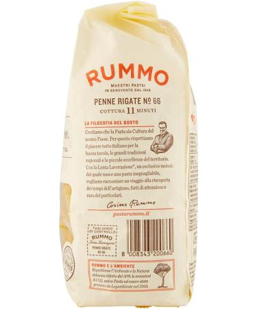 20 x Rummo Penne Rigate No 66 Pasta Lenta Lavorazione durum wheat semolina pasta with bronze tekening 500 g - Buy Online on GoSupps.com